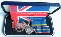 National Service Medal Cased with Miniature